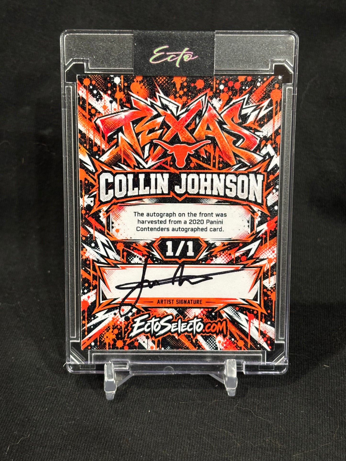 Collin Johnson “Burnt Orange Air” — 1/1 Harvested Autograph Art Card