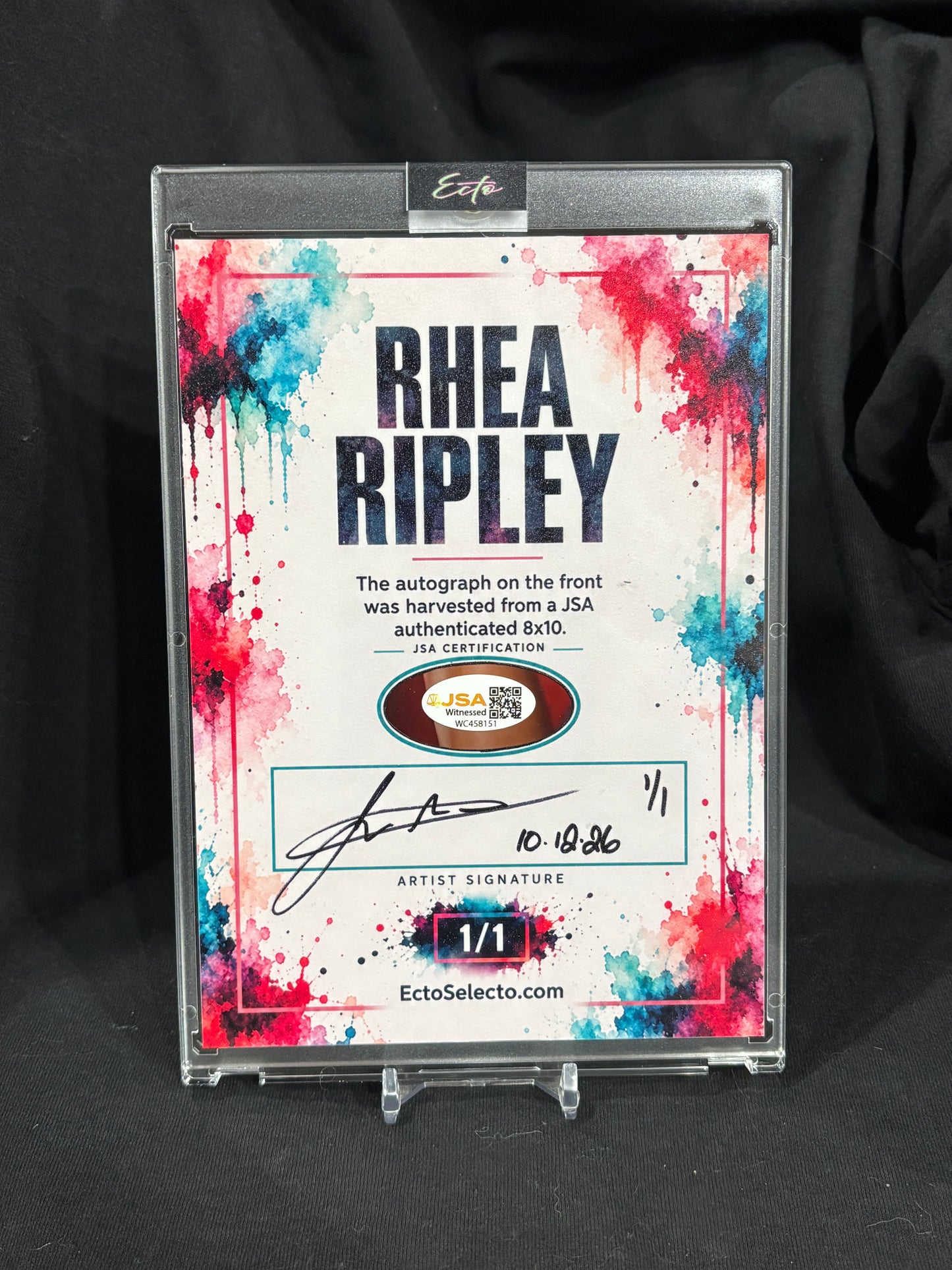 Rhea Ripley 5×7 Cut Signature Art Card – JSA Witnessed – True 1/1