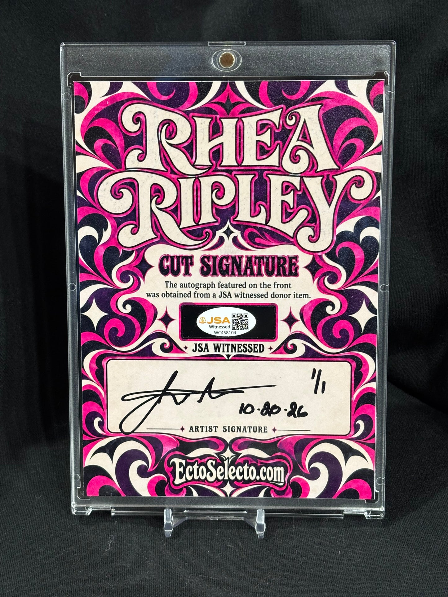 Rhea Ripley “Psychedelic Nightmare” 5×7 Cut Signature – JSA Witnessed – 1/1