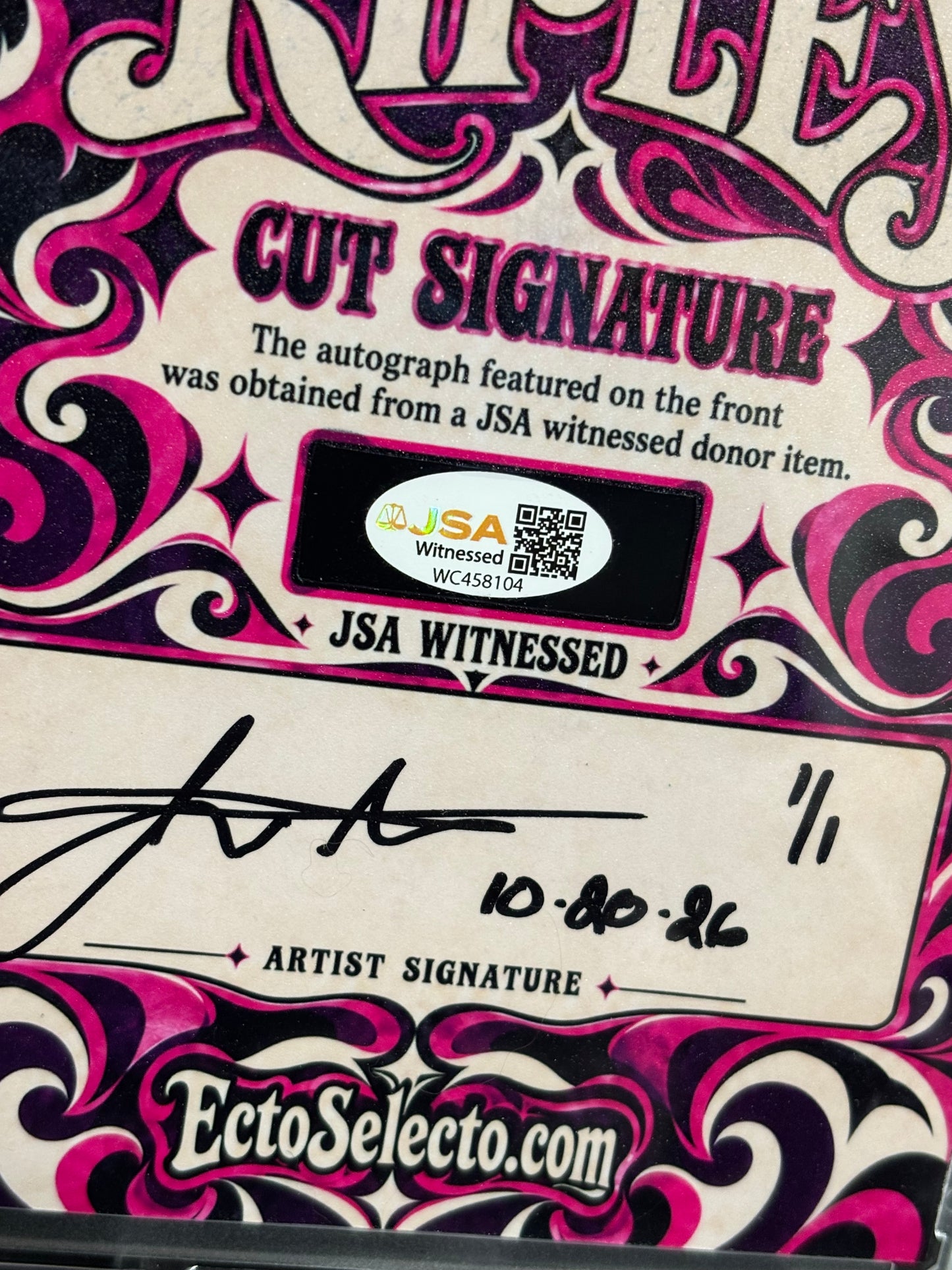Rhea Ripley “Psychedelic Nightmare” 5×7 Cut Signature – JSA Witnessed – 1/1