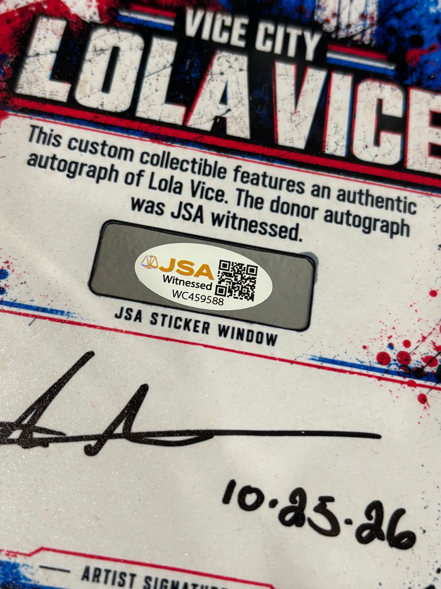 Lola Vice 5×7 Cut Signature – JSA Witnessed Donor Autograph | Ecto Selecto