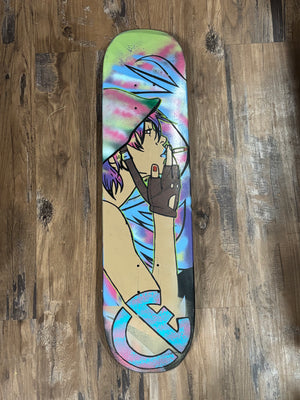 Product title: Smoke Break — Original Painted Reclaimed Skateboard Deck (2016)