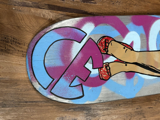 She’s Got Legs — Original Painted Reclaimed Skateboard Deck (2016)