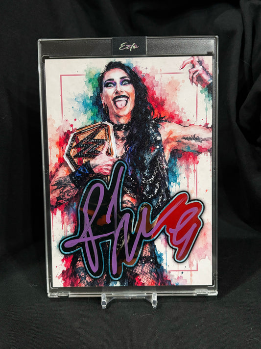 Rhea Ripley 5×7 Cut Signature Art Card – JSA Witnessed – True 1/1