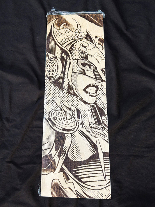 The Mighty Thor (Jane Foster) – “Thunderbound” – (Laser Engraved 12x4 Wood Plaque)